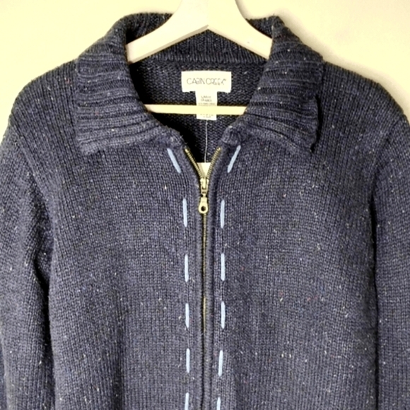 Vintage Y2K Cabin Creek Cardigan L Zip Front Academia Preppy Cabincore NWT - Picture 3 of 8